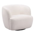 thumbnail image 1 of Zuo Govan Fuzzy Boucle Sherpa Fabric Upholstered Swivel Chair in Ivory, 1 of 5
