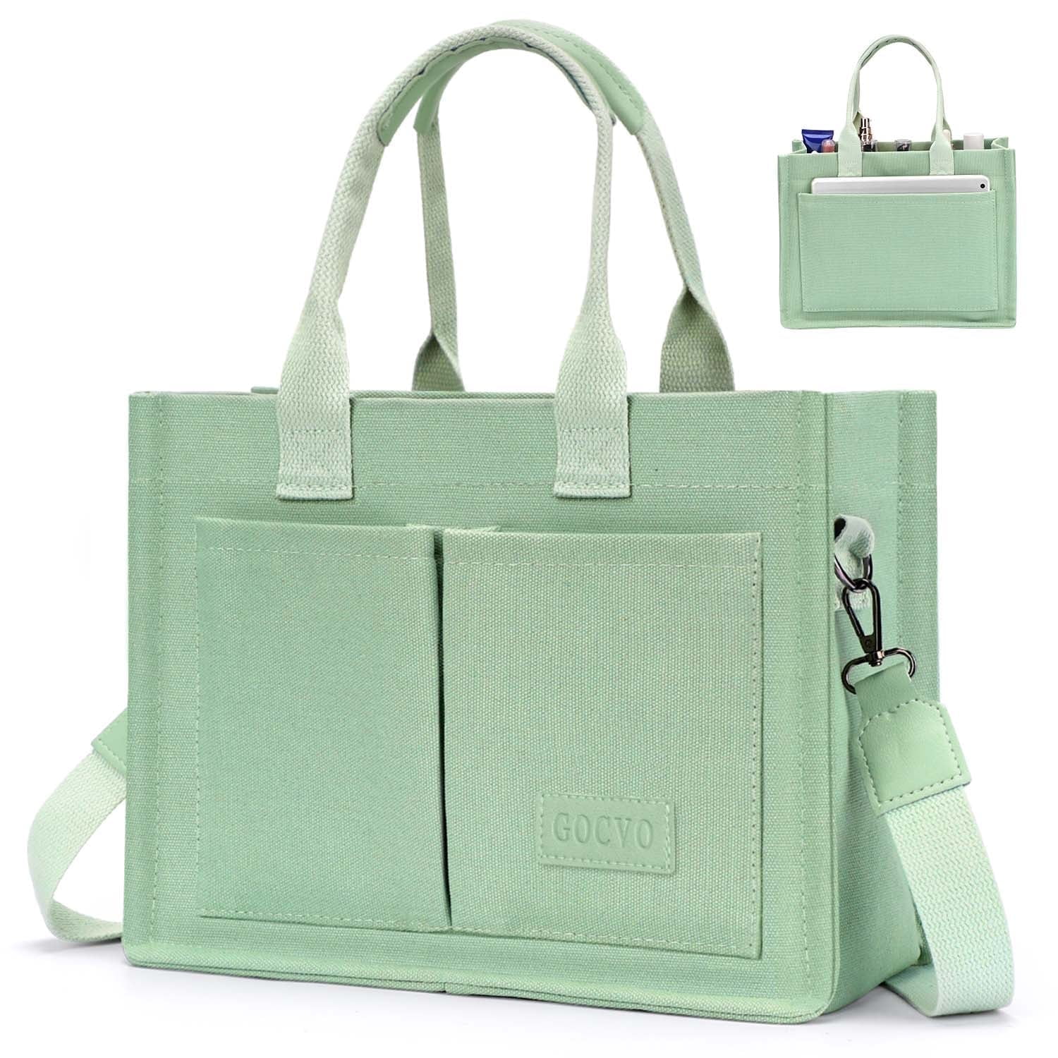 Canvas Messenger Bag, Hobo Crossbody Tas met Grote Capaciteit Met Meerdere Zakken, Casual Tassen Schoudertas Draagtas Reistas, Denim Crossbody Denim Tas voor Vrouwen Mannen, Groen, 34*15*40cm