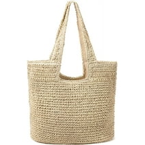Gocvo Straw Beach Bag for Women Summer Woven Beach Tote Bag Shoulder Handbags Boho Bag