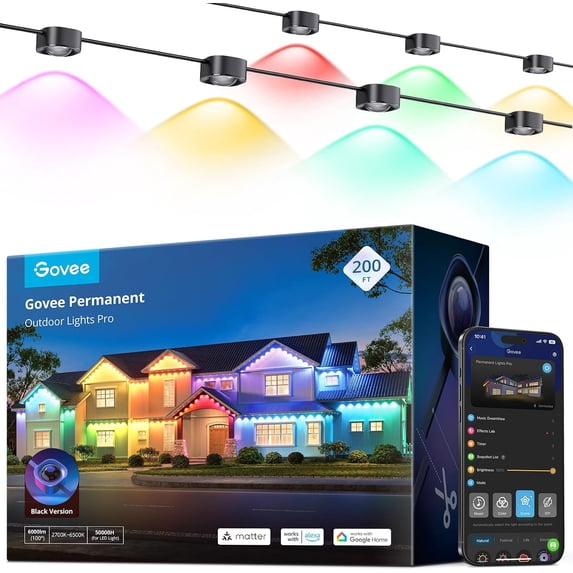 Govee - 200ft Permanent Outdoor String Lights Pro,Black