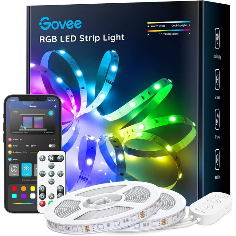 Govee LED Lights 10m, Bluetooth LED Strip Light App Control, 64 Scene Modes  and Music Sync, for Bedroom, Party, DIY Home Decoration