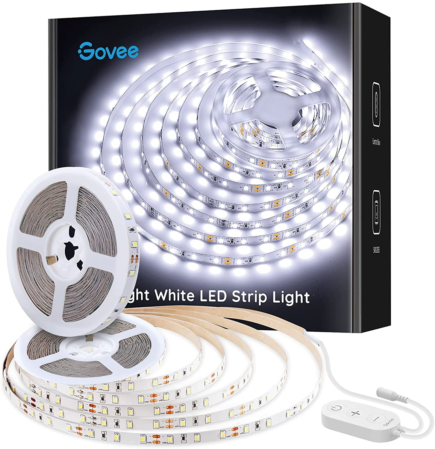 32.8ft White Dimmable LED Strip Lights with Control Box