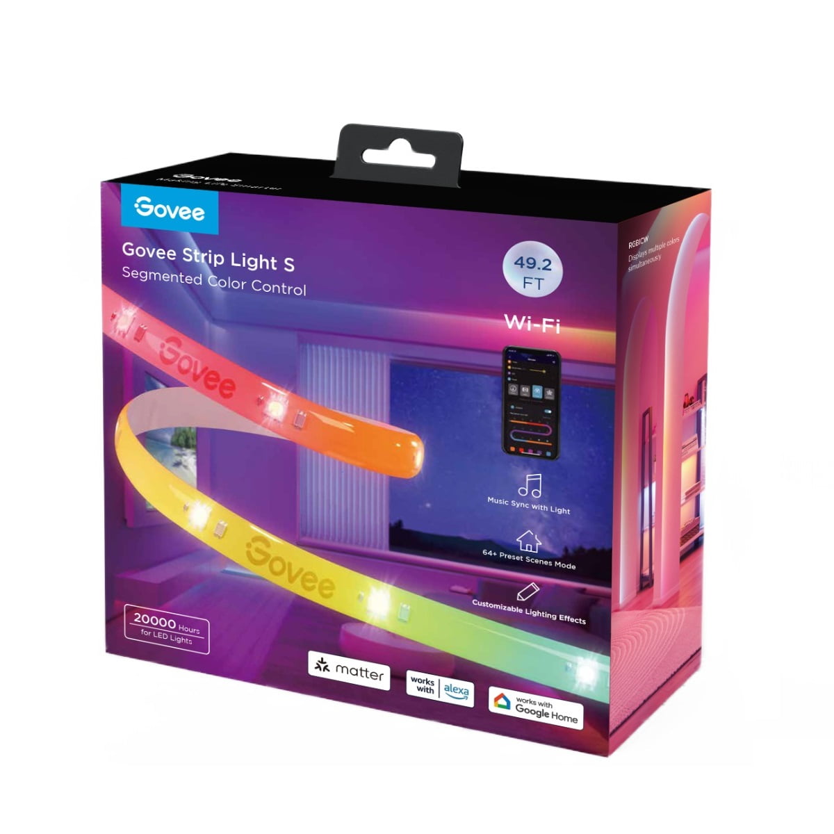 Govee 49.2ft Wi-Fi RGBICW LED Strip Light - Walmart Business Govee 49.2ft Wi-Fi RGBICW LED Strip Light - Walmart Business