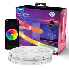 Govee RGBICW Wi-Fi LED Strip Light, 49.2ft, Smart App Control, Multicolor for Bedroom & TV Backlight