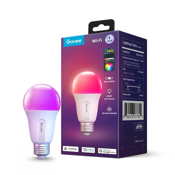 Govee 800LM RGBWW Smart A19 LED Bulb 1 Pack