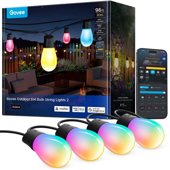 Govee 96ft Smart Outdoor S14 Bulb String Lights 2