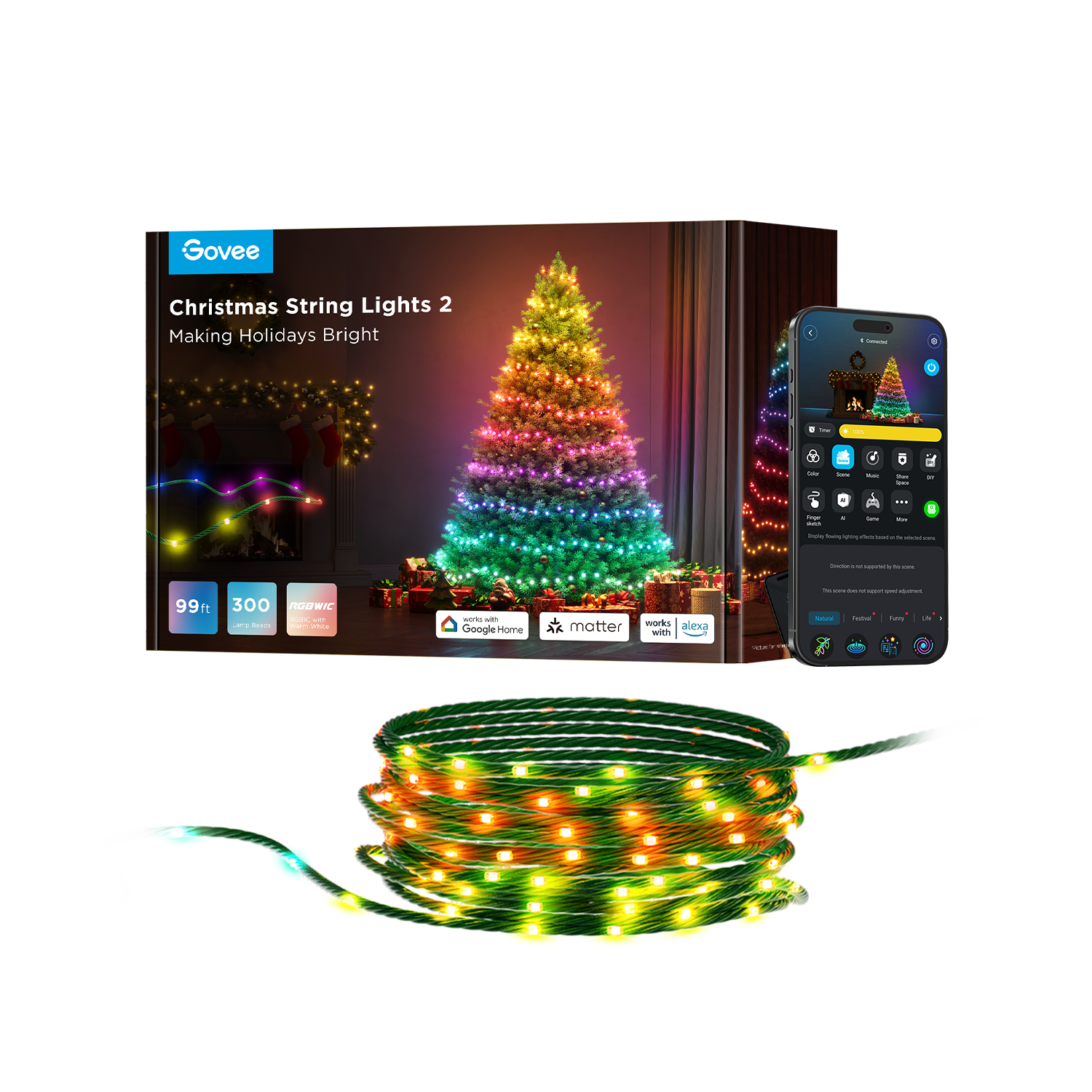 Govee Christmas Lights 2-Green - 99ft (30m)