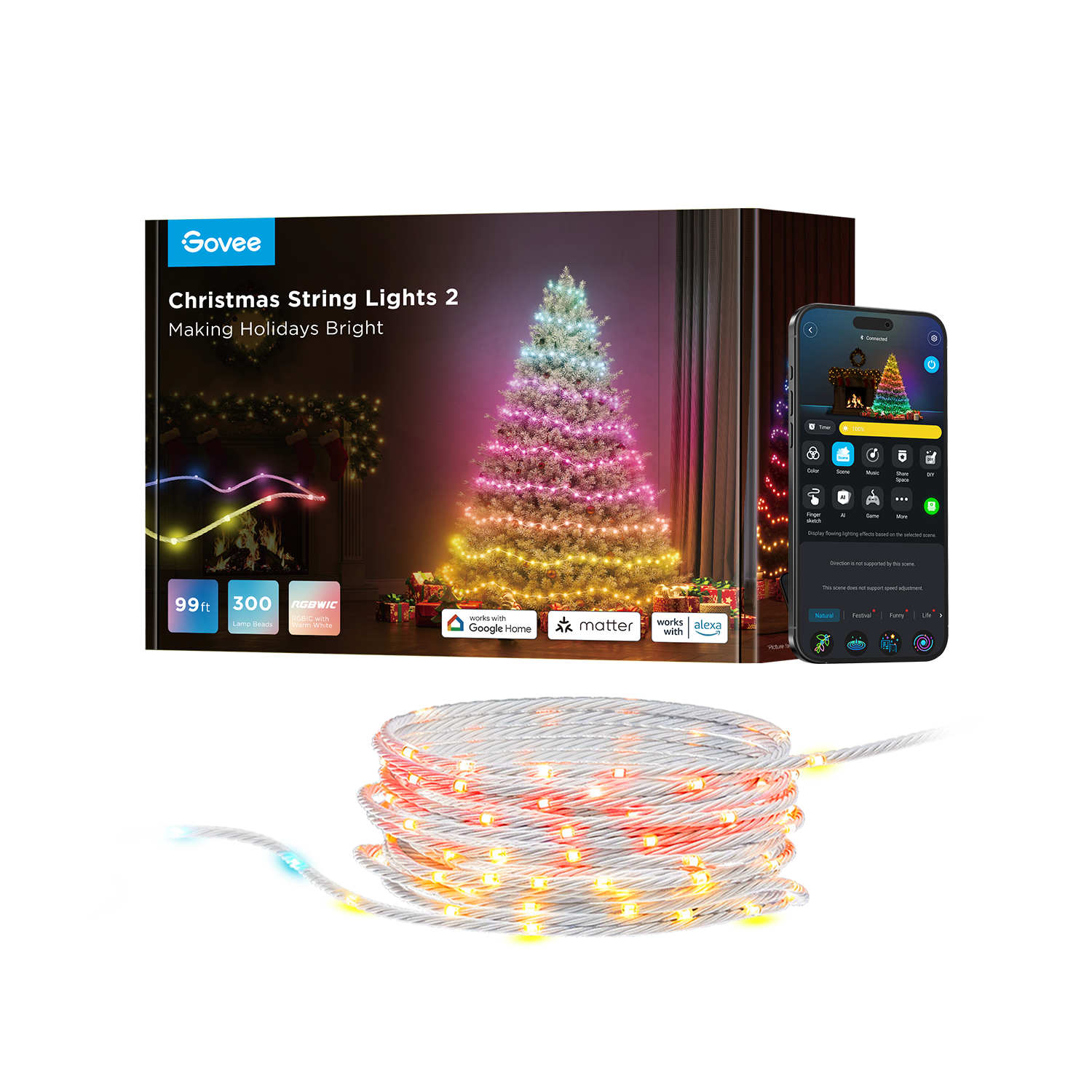 Govee Christmas Lights 2-White - 99ft (30m)