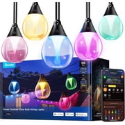 Govee Clear Bulb Outdoor String Lights, 96ft RGBWIC Dimmable Patio & Backyard Lights with 30 LED Bulbs
