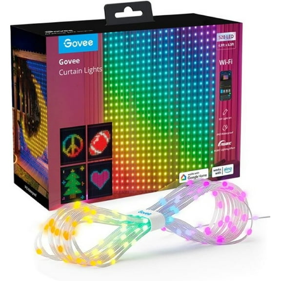 Govee Curtin Lights With 520 LED Beads,4.9*6.5ft, 92 Preset Color Changing Scene For Halloween,Corded Electric