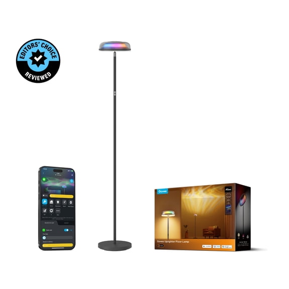 Open Box Govee Floor Lamp RGBIC Ripple Projector Modern Style - LED, Dimmable, 1000lm, White