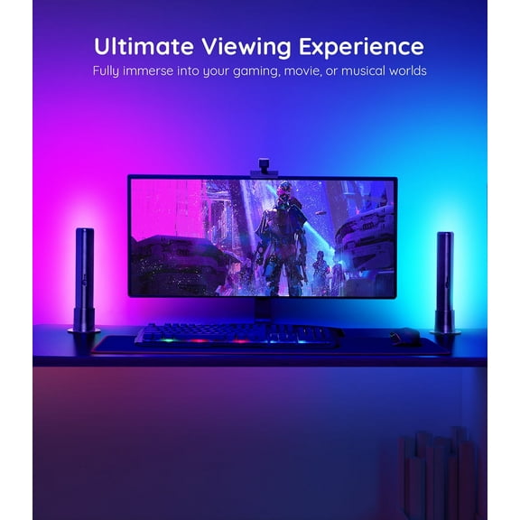 Govee Flow Pro LED Smart Light Bars, RGBIC Ambiance Backlights with Camera, Music Sync Kit Works with Google Assistant, 12 Preset Modes LED Play Light Bar for 27-45 inch Gaming, PC, TV, Room
