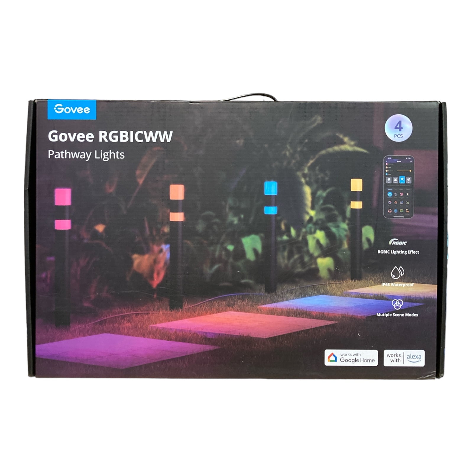 Govee RGBICWW Multicolor LED Pathway Lights, 4 Pack