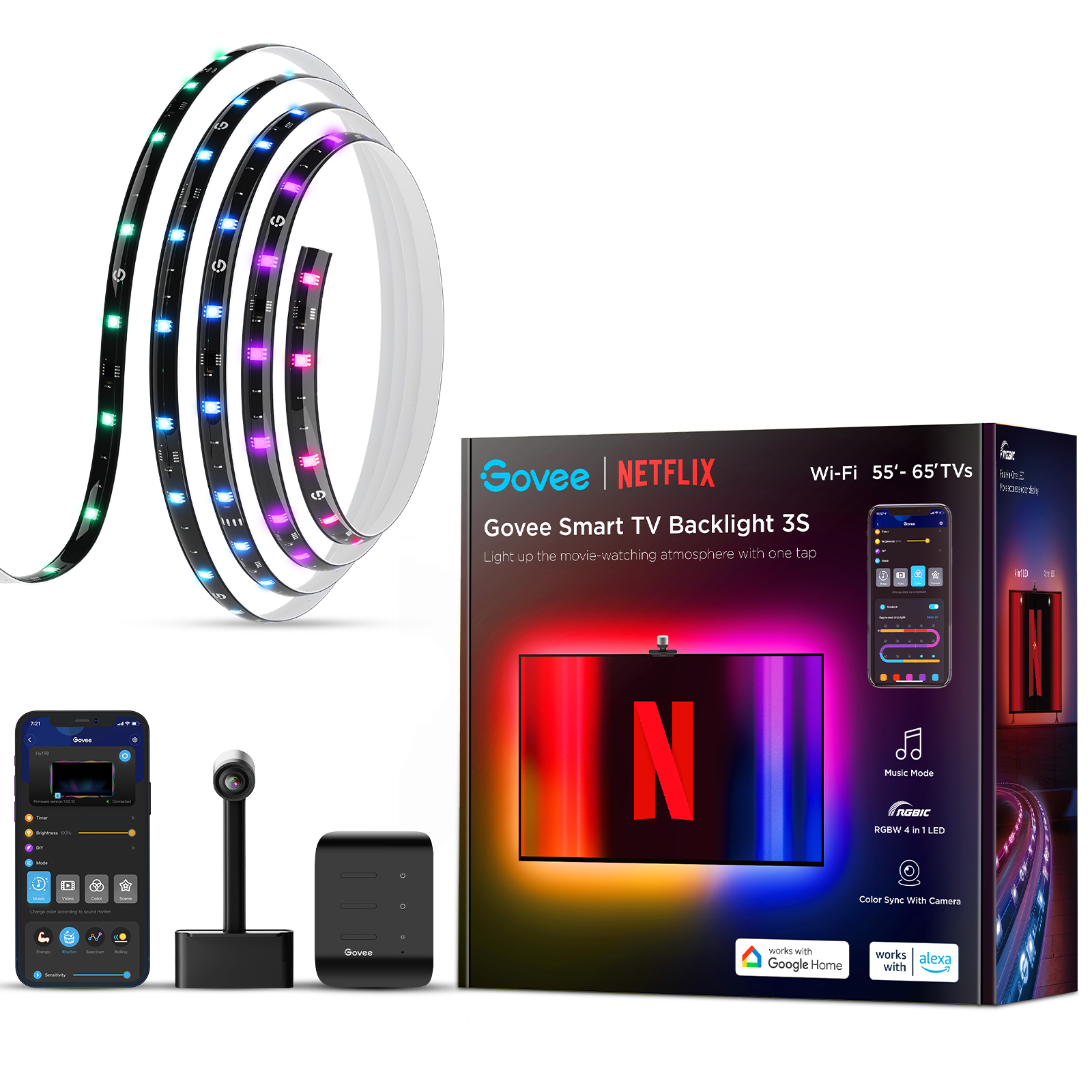 Govee Netflix DreamView T3S Smart TV Backlight (11.8ft) for 55-65