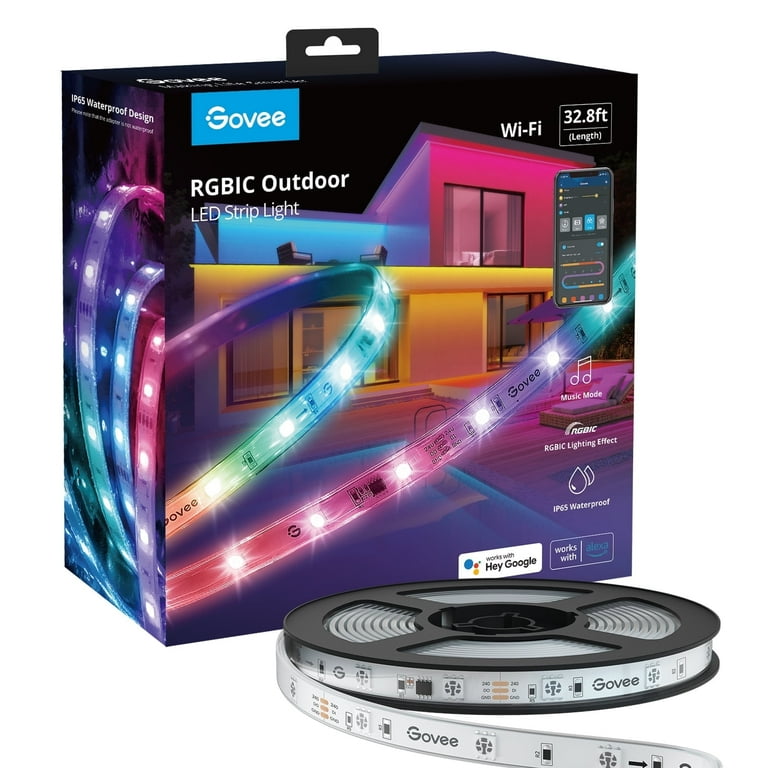 Govee Outdoor 32.8ft RGBIC Strip Light, BLE + WiFi, IP65 Water