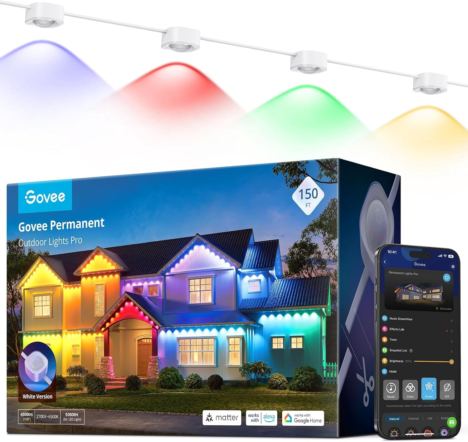 Govee Permanent Outdoor Lights Pro (White),150ft