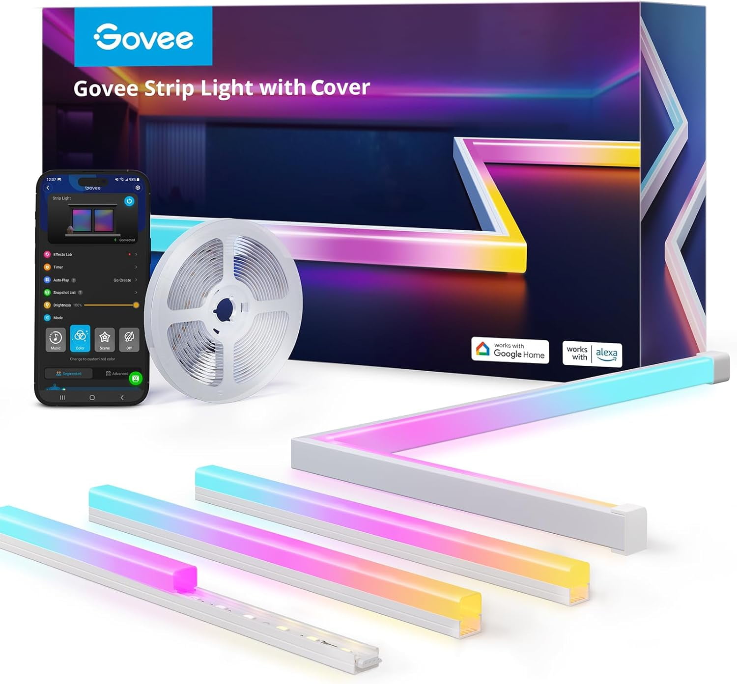 Govee RGBIC LED Strip Lights with Covers - Walmart.com