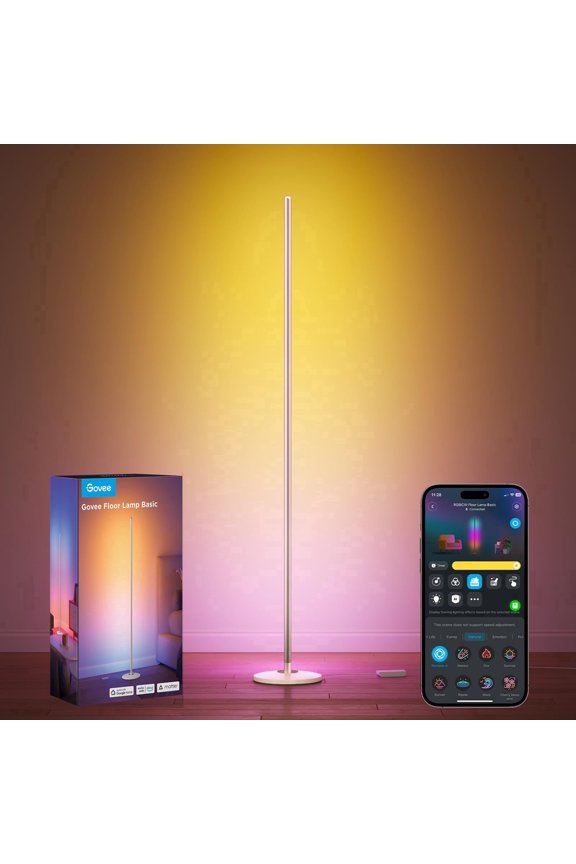 RGBIC Floor Lamp Basic, LED Corner Lamp Works with Alexa, Smart Modern Floor Lamp with Music Sync and 16 Million DIY Colors, Color Changing Standing Lamp for Bedroom Living Room Blue