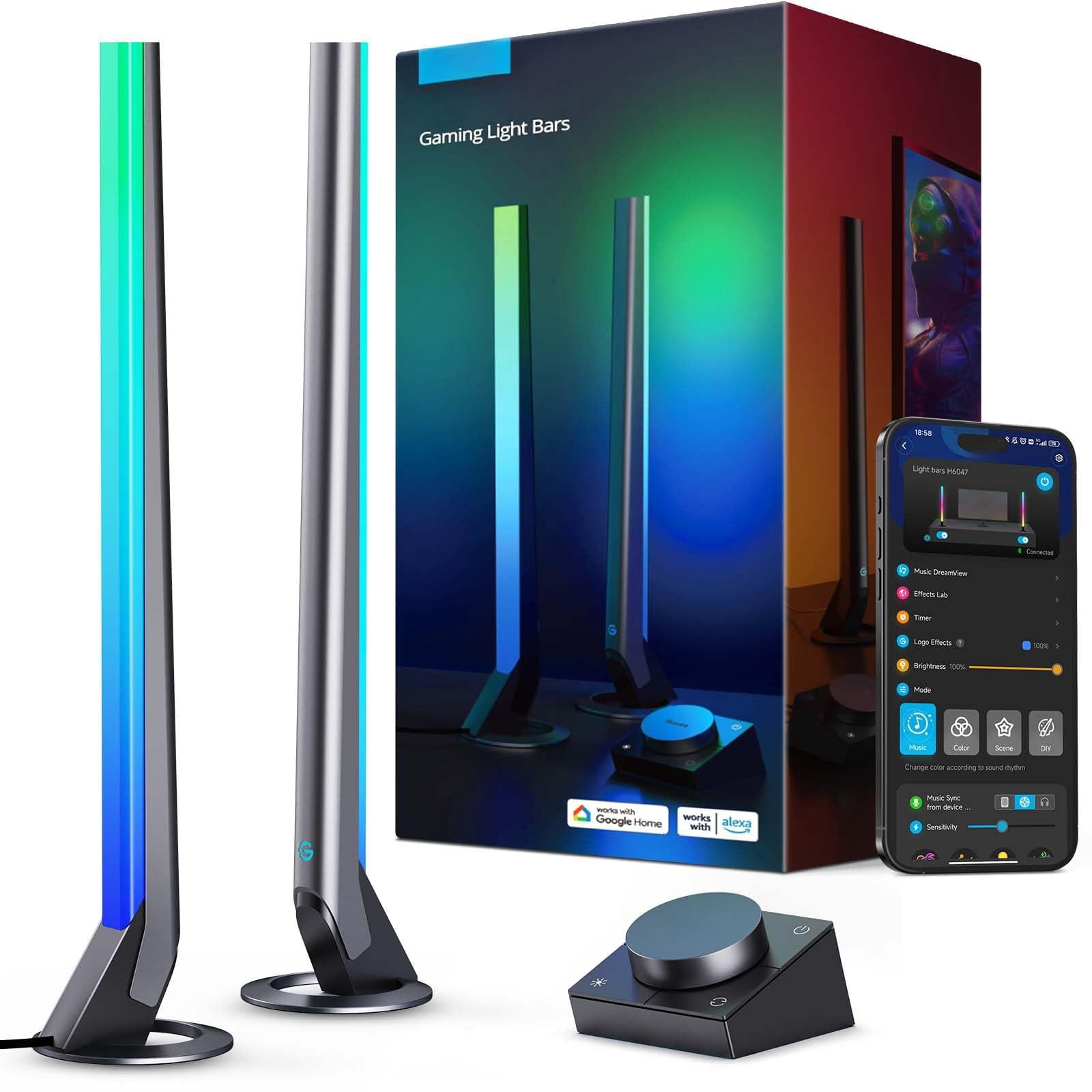 Govee Rgbic Gaming Light Bars H6047 With Smart Controller  Led Lights Music Modes And 60+ Scene Built Works Alexa & Assistant Game Room Decor