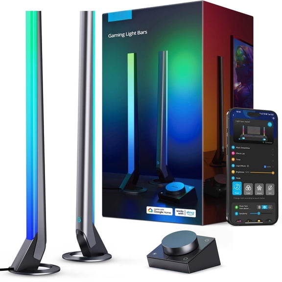 Govee Rgbic Gaming Light Bars H6047 With Smart Controller Led Lights Music Modes And 60+ Scene Built Works Alexa & Assistant Game Room Decor