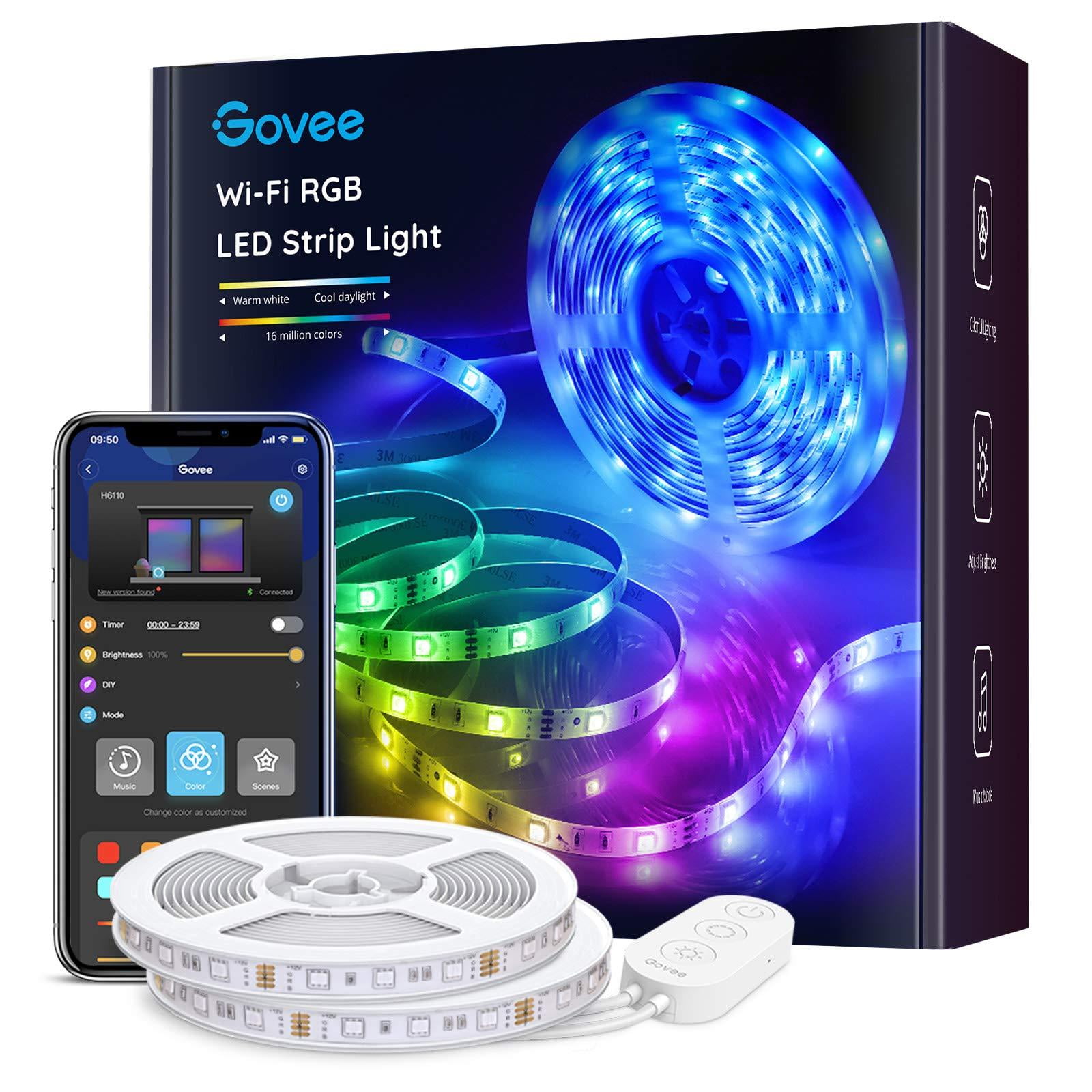 Govee Smart LED Strip Lights, 16.4ft WiFi LED Lights Work with Alexa and  Google Assistant, Bright 5050 LEDs, 16 Million Colors with App Control and  Music Sync for Home, Kitchen, TV, Party 
