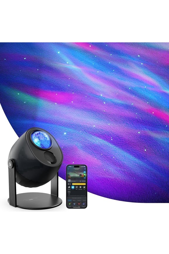 Star Light Projector with 3 Aurora Flowing Effects, Works with Matter, Alexa and Google Assistant, 52 Scene Modes, 18 White Noise Options, LED Night Light Projector for Bedroom, Without Plug