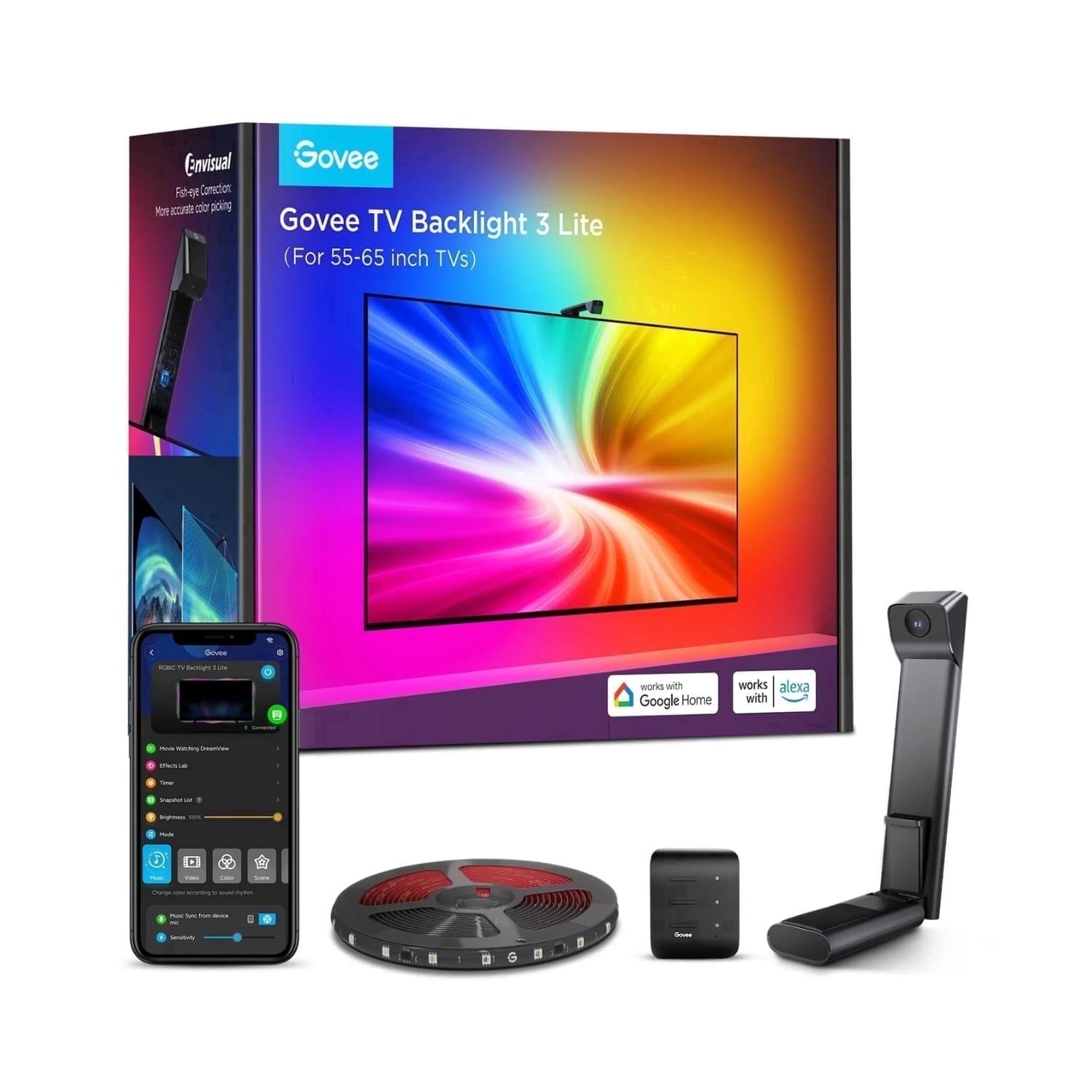 Govee RGBICW TV Backlight 3 Lite - For 55-65 Inch TVs - Black