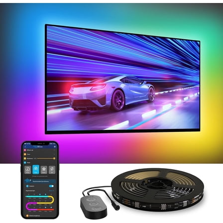 Govee TV LED Backlight,RGBIC Smart LED Strip Lights for 70-80 inch TVs, Bluetooth and Wi-Fi Control, Works with Google Assistant, Music Sync, 99+ Scene Modes, Adapter