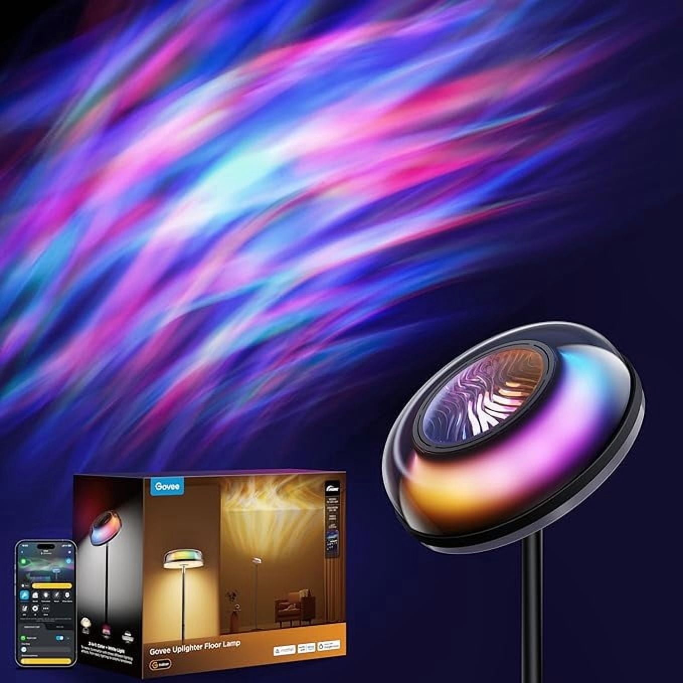 Govee Floor Lamp RGBIC Ripple Projector Modern Style - LED, Dimmable, 1000lm, White
