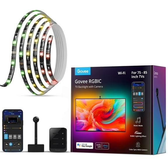 Govee RGBIC TV Backlights For Living Room,1080p intelligent camera,Dynamic Light Effects,Music Scene,Smart Control