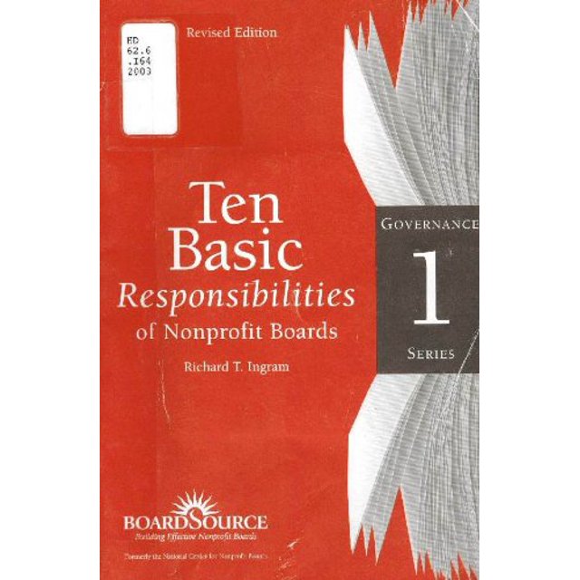 PreOwned Governance Ten Basic Responsibilities of Nonprofit Boards