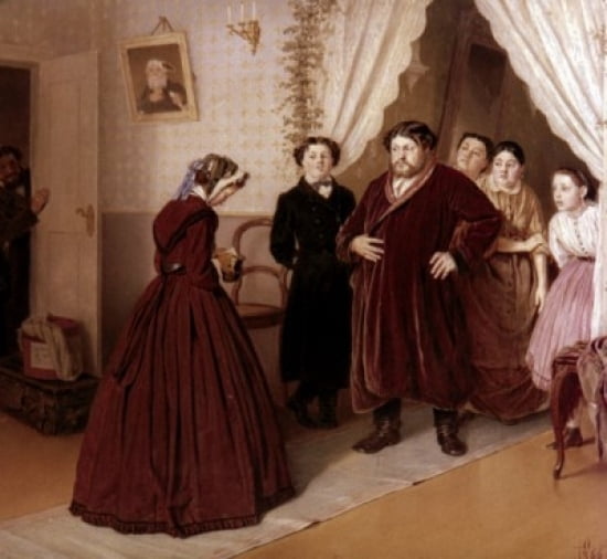 A Governess Arriving at a Merchants House by Vasili Grigorevich Perov oil on canvas 1866 1834-1882 Russia St Petersburg The Russian Museum Canvas Art - Vasili Grigorevich Perov (24 x 36)