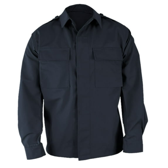 Government Contractor Tactical Ripstop Long Sleeve Shirts with Epaulettes, Made in USA, Navy, 5XLR