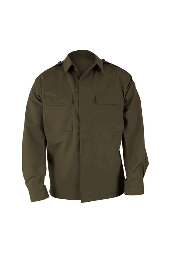Government Contractor Tactical Ripstop Long Sleeve Shirts with Epaulettes, Olive Drab, XLR