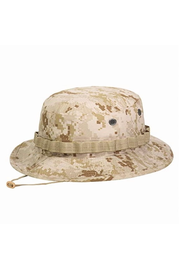 Boonie Hat, Wide Brim Outdoor Sun Hat, Desert Marpat, Size 7.25 / Medium - Made in USA.