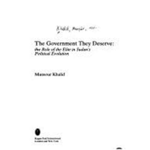 Pre-Owned Government They Deserve (Hardcover 9780710303271) by Khalid