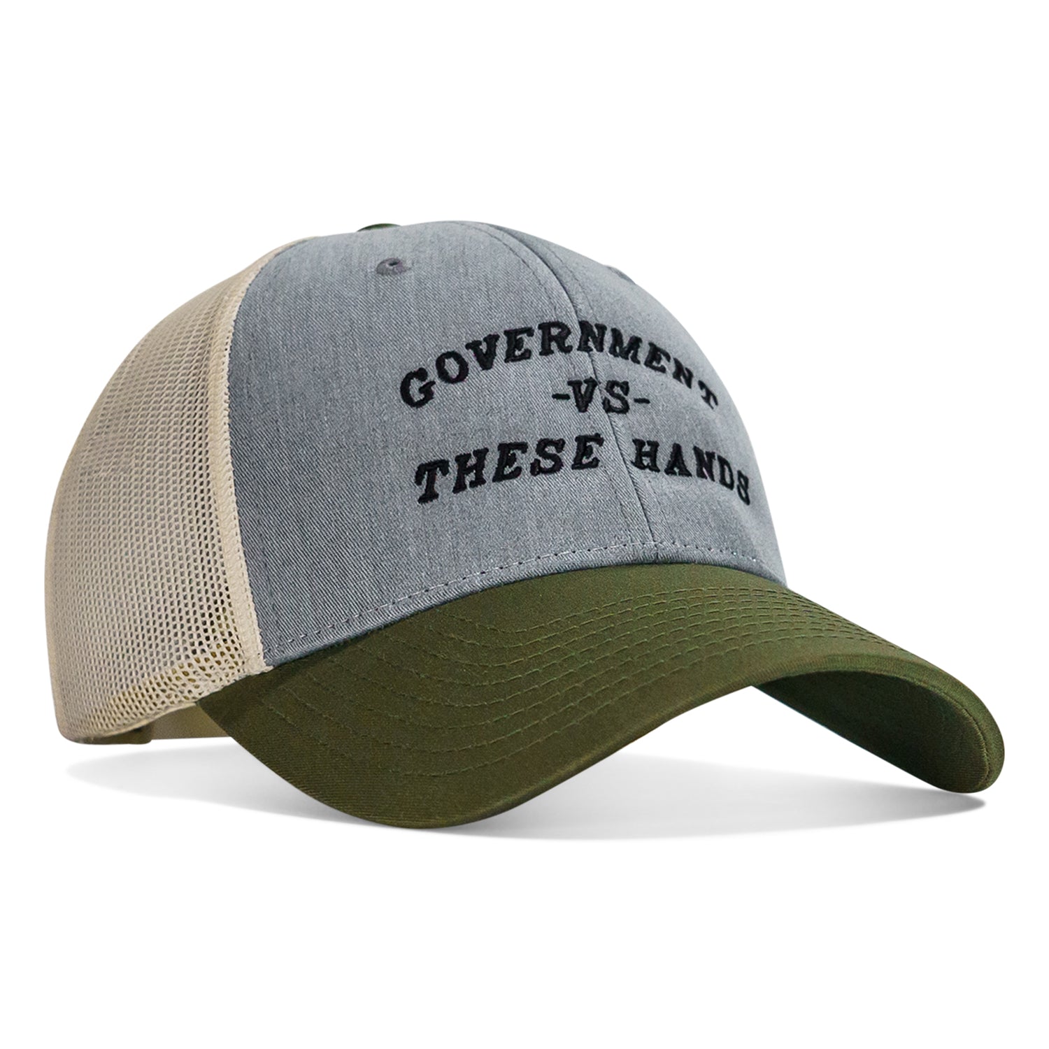 Government -Vs- These Hands Snapback Hat Military Green / Gray / Tan ...
