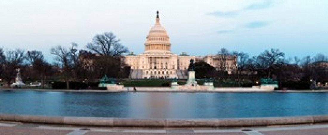 Government building at dusk Capitol Building National Mall Washington DC USA Canvas Art - Panoramic Images (15 x 6)