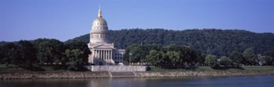 Government building at the riverside West Virginia State Capitol Kanawha River Charleston West Virginia USA Canvas Art - Panoramic Images (36 x 12)