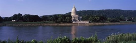 Government building at the riverside West Virginia State Capitol Kanawha River Charleston West Virginia USA Canvas Art - Panoramic Images (36 x 12)