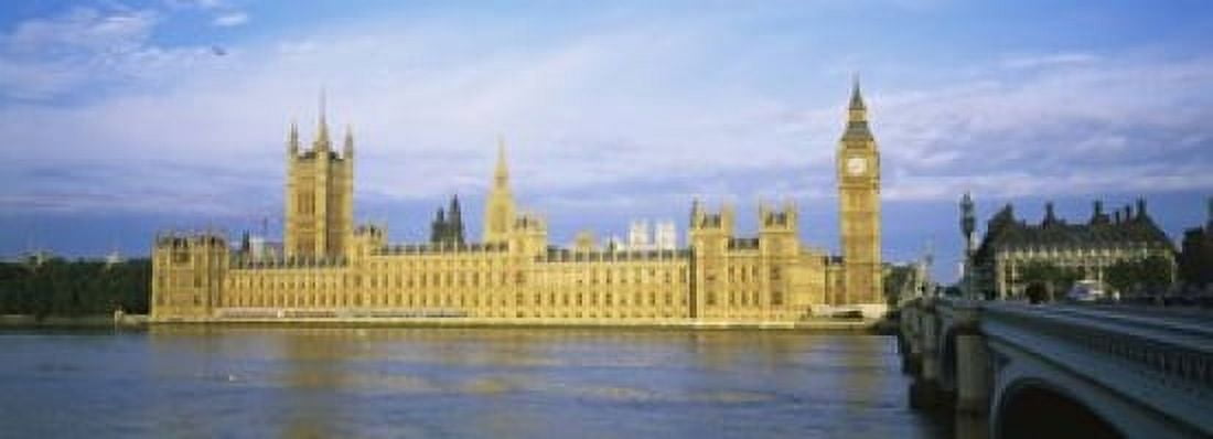 Government building at the waterfront Thames River Houses Of Parliament London England Canvas Art - Panoramic Images (18 x 7)