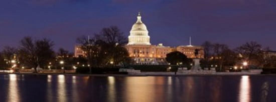 Government building lit up at dusk Capitol Building National Mall Washington DC USA Canvas Art - Panoramic Images (30 x 12)