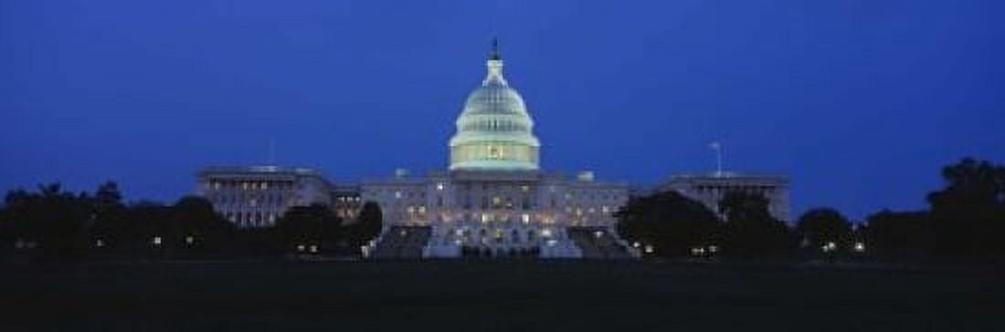 Government building lit up at dusk Capitol Building Washington DC USA Canvas Art - Panoramic Images (18 x 6)