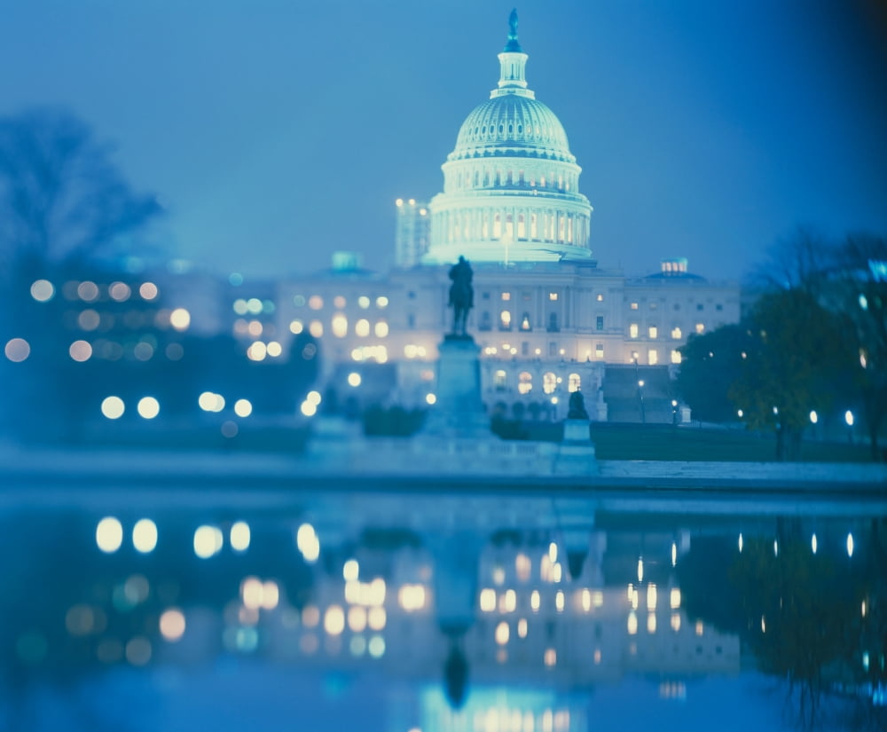 Government building lit up at night Capitol Building Washington DC USA Canvas Art - Panoramic Images (12 x 36)