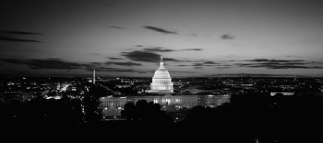 Government building lit up at night US Capitol Building Washington DC USA Canvas Art - Panoramic Images (15 x 7)