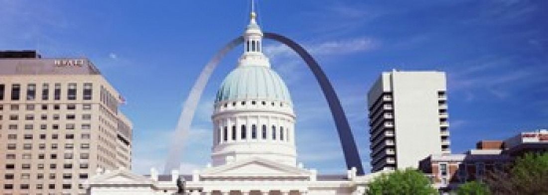 Government building surrounded by Gateway Arch Old Courthouse St Louis Missouri USA Canvas Art - Panoramic Images (36 x 13)