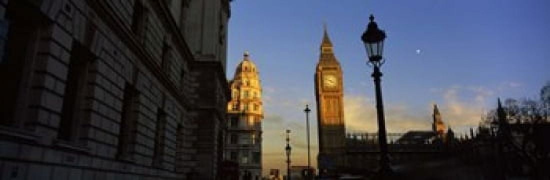 Government building with a clock tower Big Ben Houses Of Parliament City Of Westminster London England Canvas Art - Panoramic Images (18 x 6)