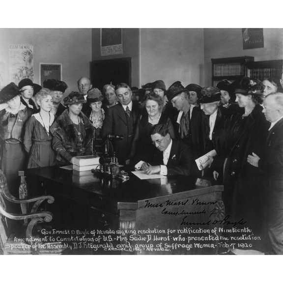 Governor Emmett D. Boyle Of Nevada Signing Resolution For Ratification Of Nineteenth Amendment To Constitution Of U.S.