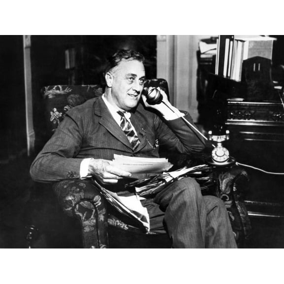 Governor Franklin Delano Roosevelt. He Takes Via Long Distance Telephone To His Representatives At The Chicago Democratic Convention Following His Nomination As The Party'S Candidate For The