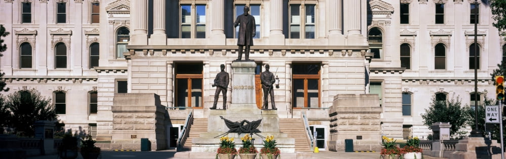 Governor Oliver Morton Monument at Indiana State Capitol Building Indianapolis Indiana USA Canvas Art - Panoramic Images (36 x 12)